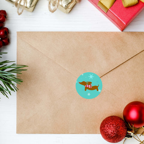 Dachshund Christmas Card Envelope Seals, The Smoothe Store