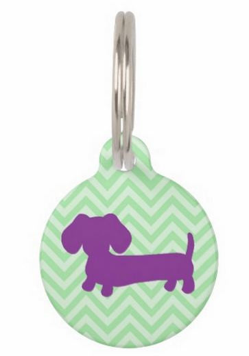 Purple or Pink Dachshund on Green Chevrons, The Smoothe Store