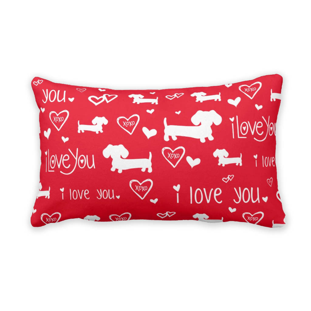 I Love Dachshunds Red Pillow, The Smoothe Store