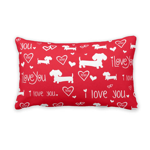 I Love Dachshunds Red Pillow, The Smoothe Store