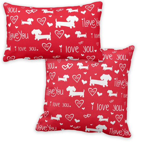I Love Dachshunds Red Pillow, The Smoothe Store