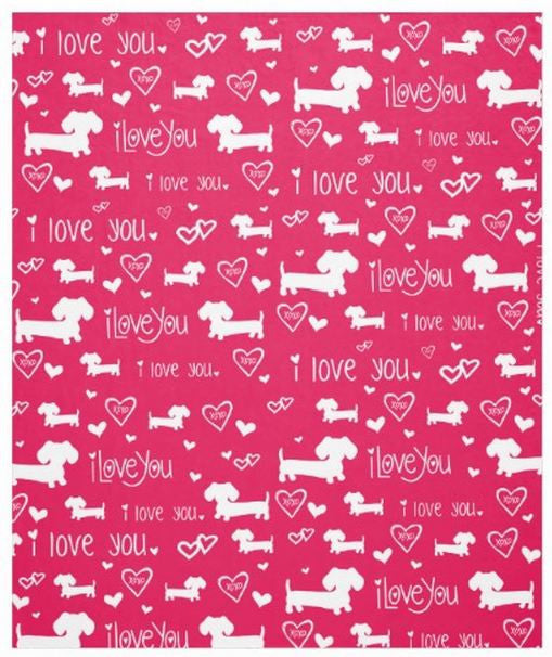 I Love You and Hearts Dachshund Fleece Blanket, The Smoothe Store