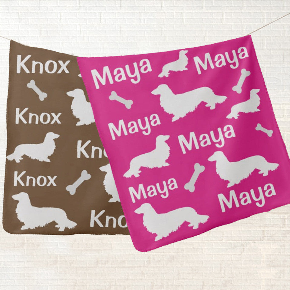 Long Hair Dachshund Personalized Fleece Blanket, The Smoothe Store