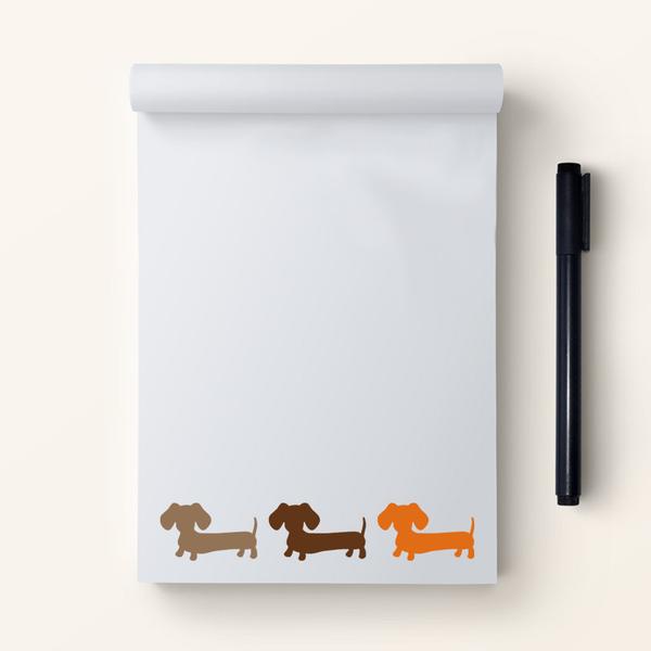 Earthy Toned Multi-colored Dachshund Note Pad Gift Set, The Smoothe Store