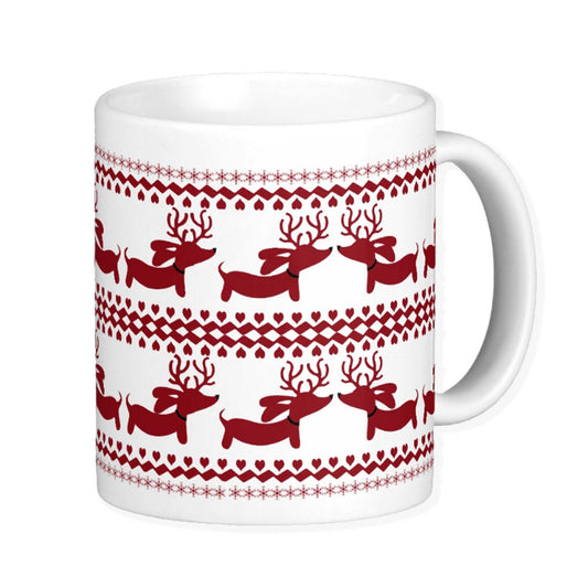 Fair Isle Ugly Sweater Dachshund Coffee Mug, The Smoothe Store