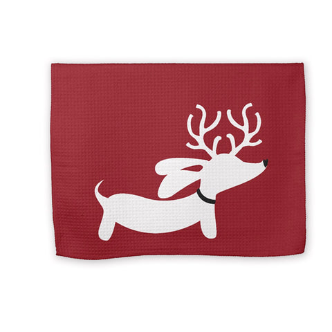 Christmas Weendeer Dachshund Kitchen Dish Towels, The Smoothe Store