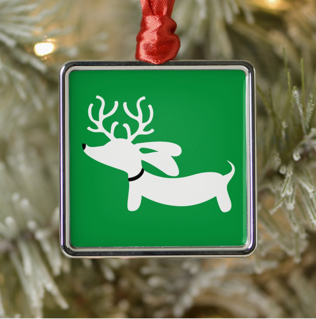 Reindeer Doxie Christmas Tree Ornaments