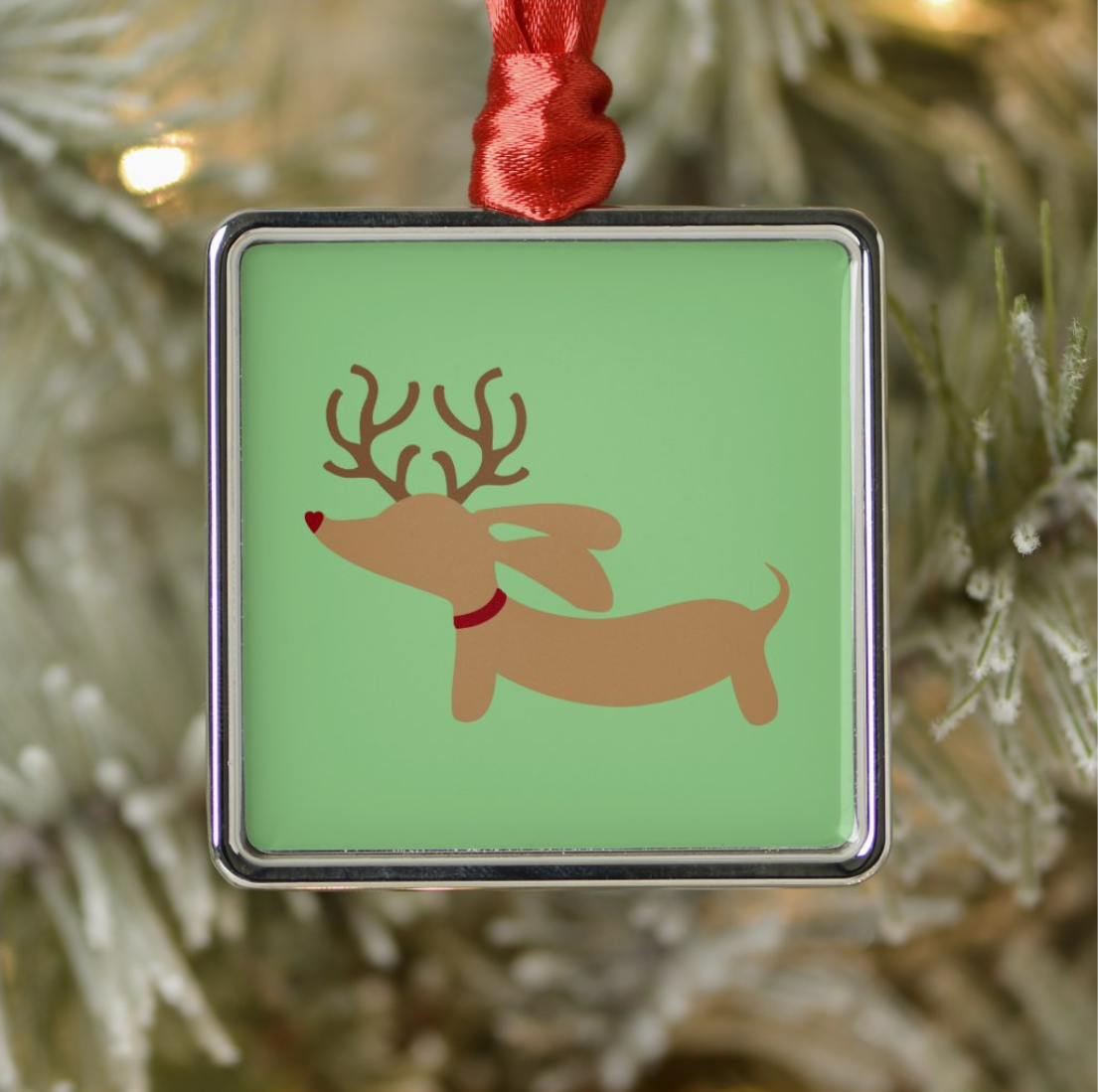 Reindeer Doxie Christmas Tree Ornaments