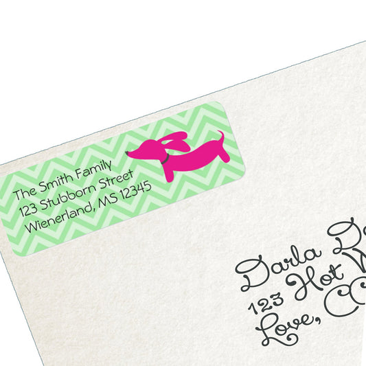 Pink Dachshund Return Address Labels, The Smoothe Store