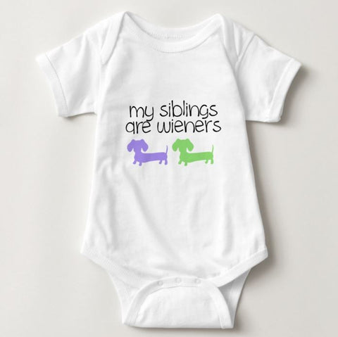 My Siblings are Wieners - Dachshund One Piece Baby Bodysuit