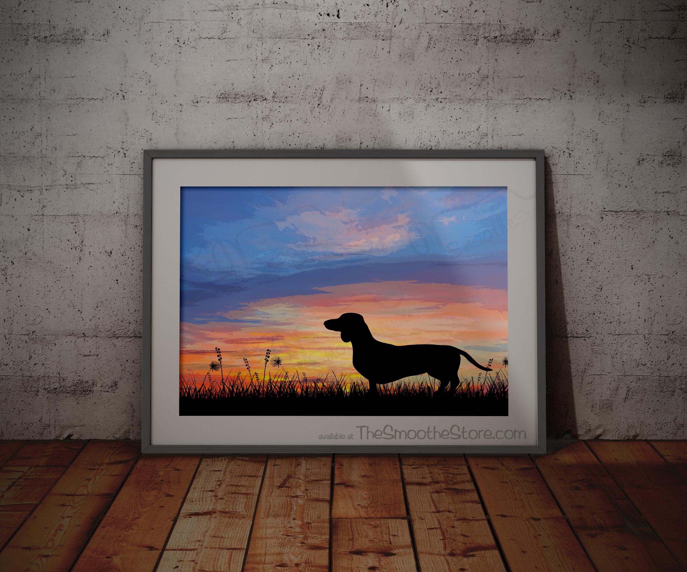 Dachshund Sunrise Art or Wiener Dog Dusk Print, The Smoothe Store