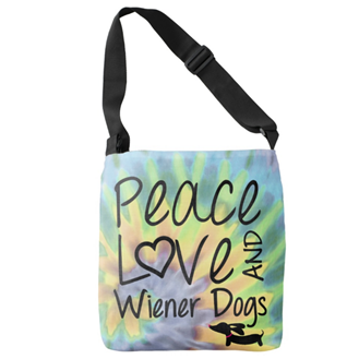 Peace Love & Wiener Dogs Tie Dye Tote Bag, The Smoothe Store