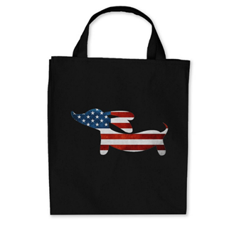 Dachshund Black Grocery Tote Bags