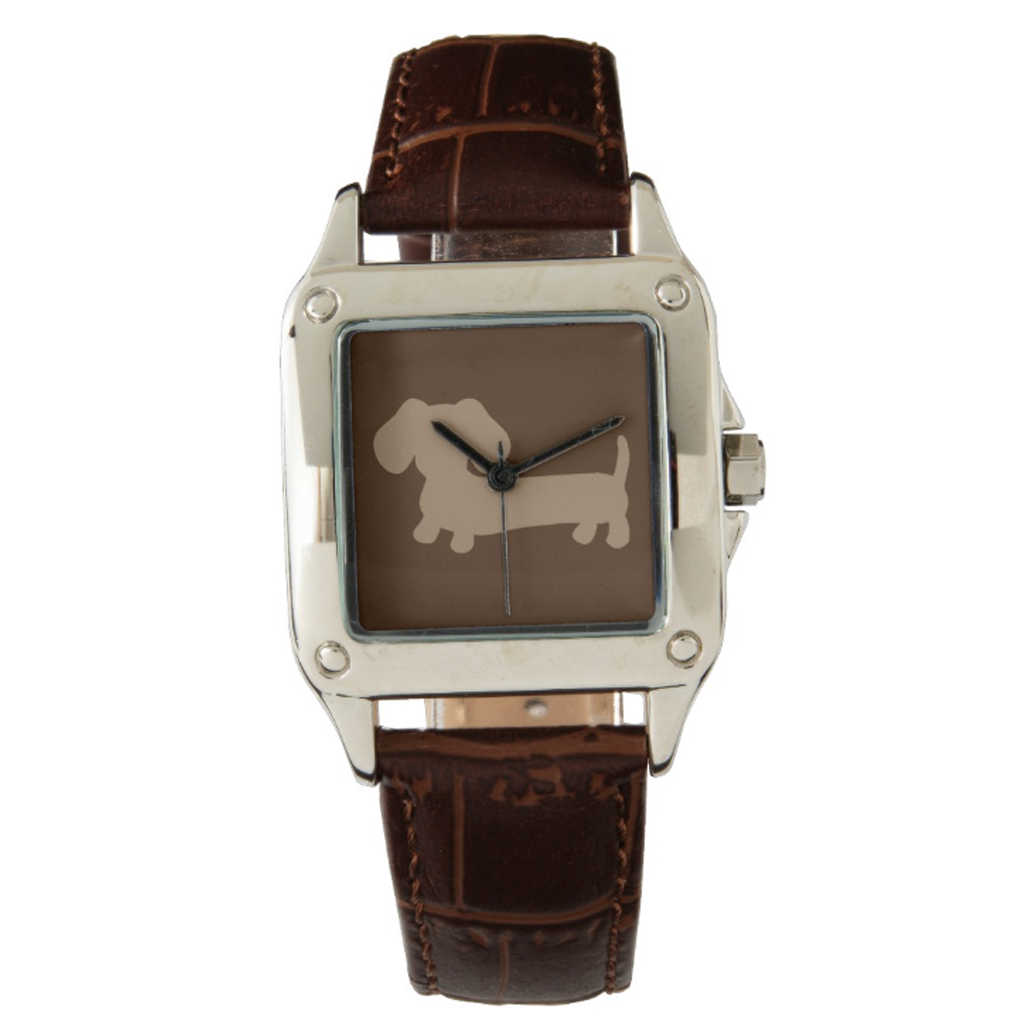 Ladies Dachshund Brown Leather Band Watch, The Smoothe Store