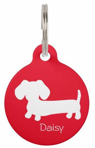 ID Tags | White Puppy Doxie on Various Colors, The Smoothe Store