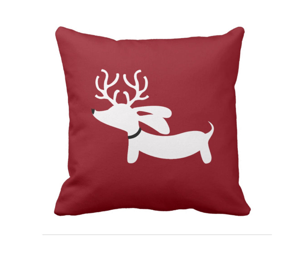 Reindeer Dachshund Holiday Accent Pillow, The Smoothe Store
