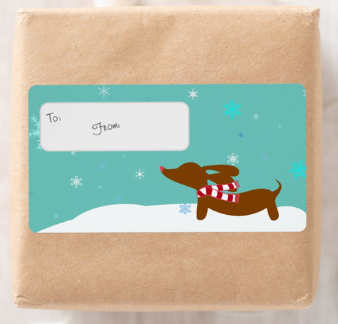 Wiener Wonderland Dachshund Gift Labels