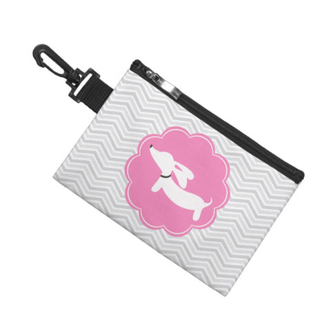 Pink & Gray Dachshund Baby Accessory Clip Bag