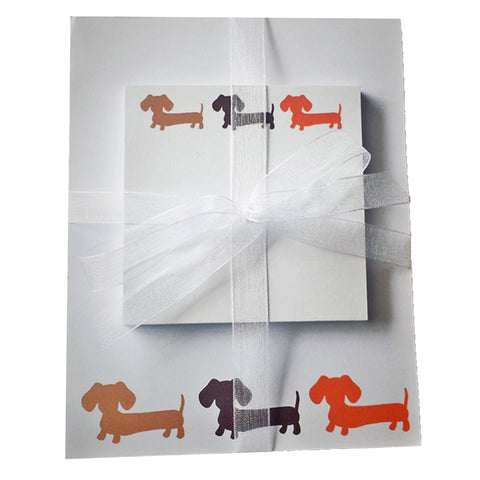 Earthy Toned Multi-colored Dachshund Note Pad Gift Set, The Smoothe Store