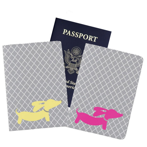 Pink or Yellow Dachshund Passport Cover