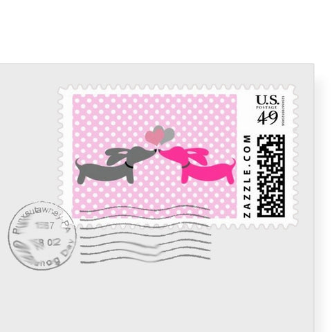 Dachshund Puppy Love on Postage Stamps, The Smoothe Store