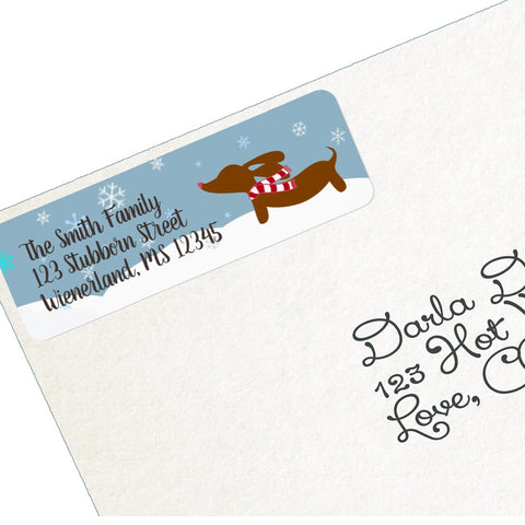 Wiener Wonderland Dachshund Return Address Labels