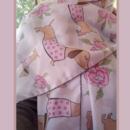 Dachshund Scarf Wrap | Lightweight Pink Floral, The Smoothe Store