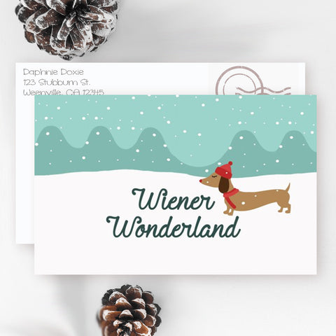 Wiener Wonderland Dachshund Christmas Cards