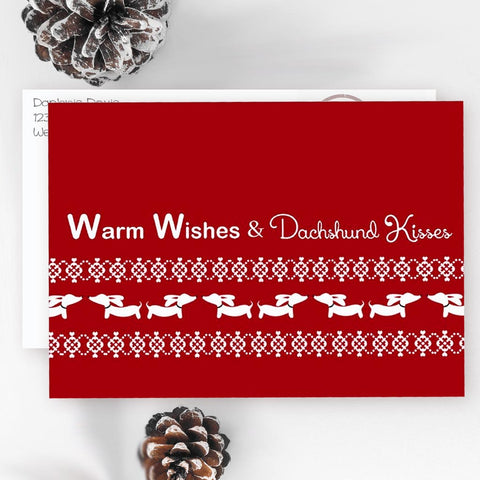 Warm Wishes & Wiener Dog Kisses Christmas Cards