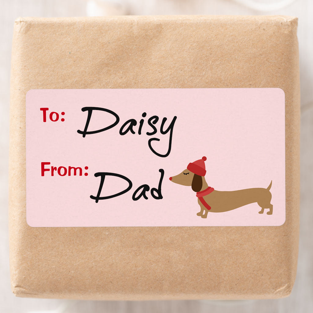 Dachshund Wintery Christmas | Sticky Gift Labels