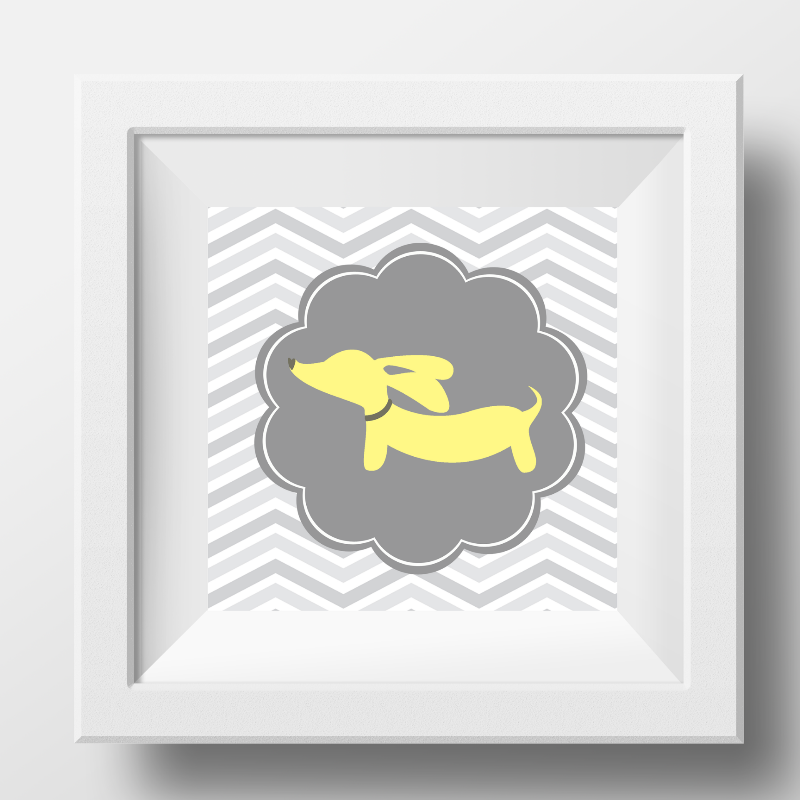 Yellow & Gray Dachshund Prints, The Smoothe Store