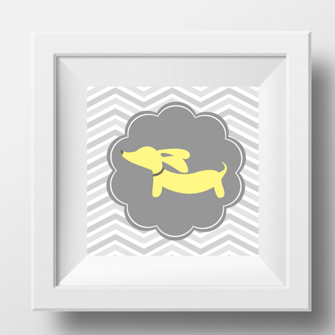 Yellow & Gray Dachshund Prints