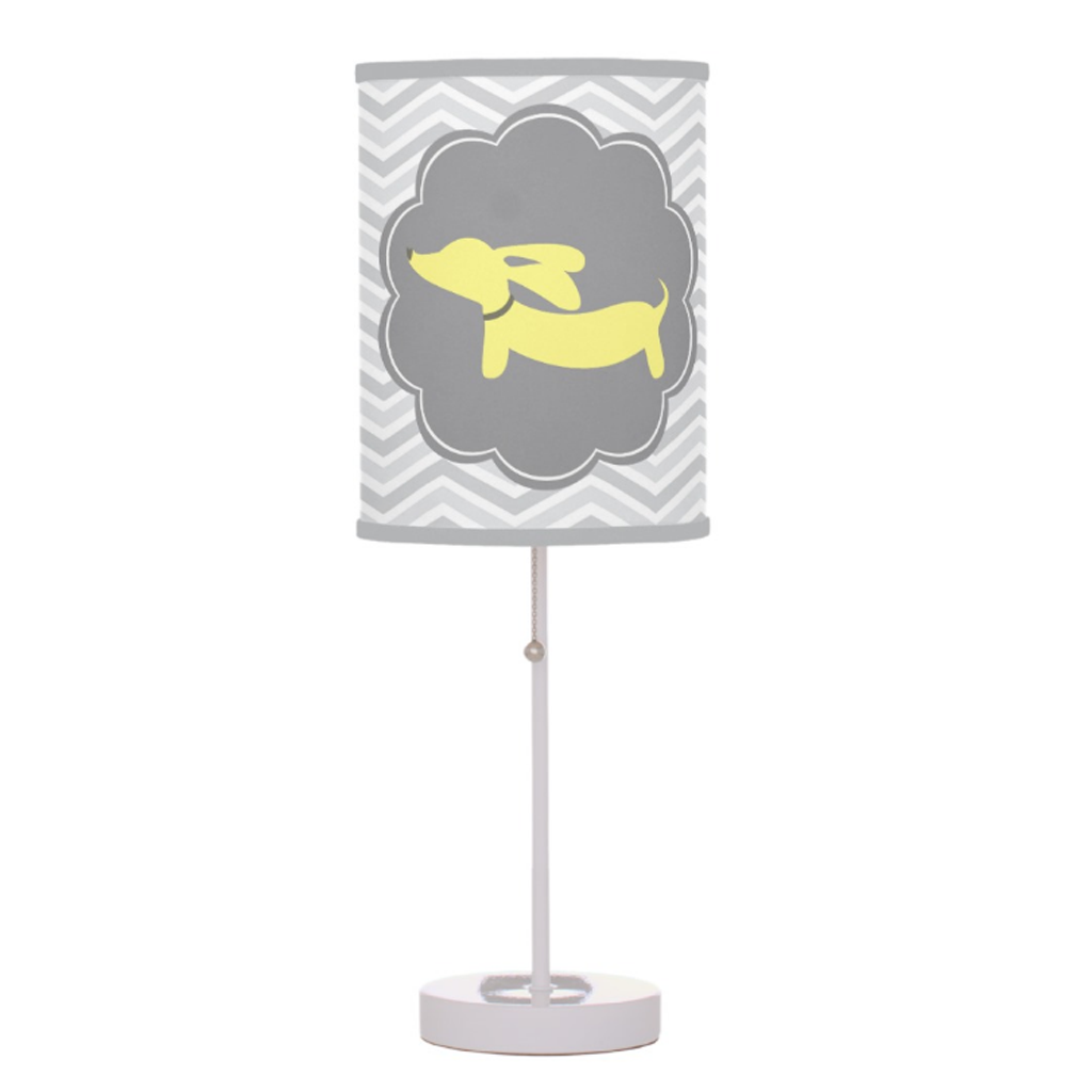 Yellow and Gray Wiener Dog Nursery Lamp, The Smoothe Store