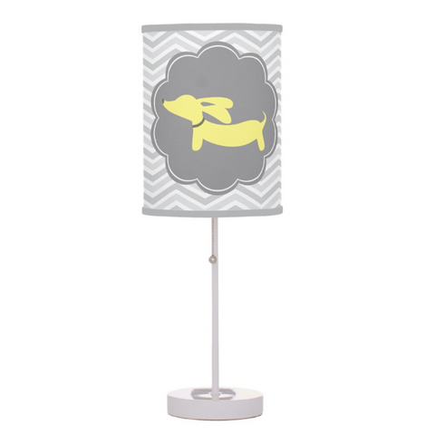 Yellow and Gray Wiener Dog Nursery Lamp